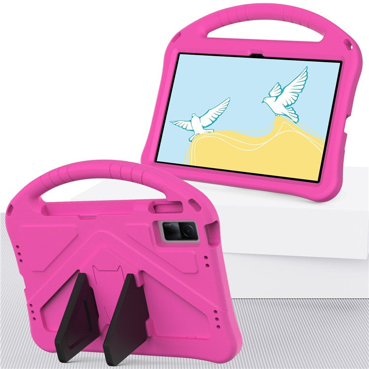 For Xiaomi Redmi Pad / Oppo Pad / Huawei MatePad 10.4 (2020) / (2022) / Honor V6 Tablet Case Portable Handle Foldable Kickstand Shockproof EVA Protective Cover - Rose