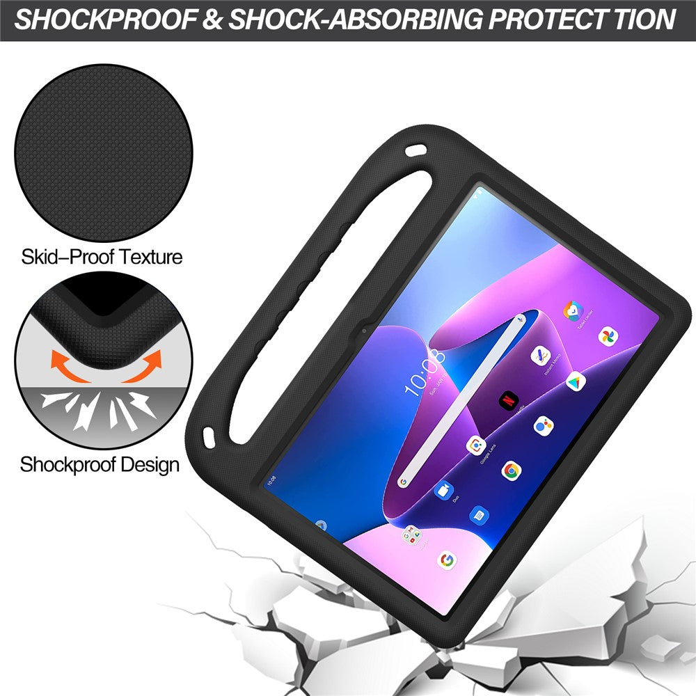 For Lenovo Tab M10 Plus (3rd Gen) / Xiaoxin Pad 2022 10.6 inch Anti-fall EVA Tablet Case Kickstand Hand Grip Scratch-resistant Portable Tablet Cover - Black