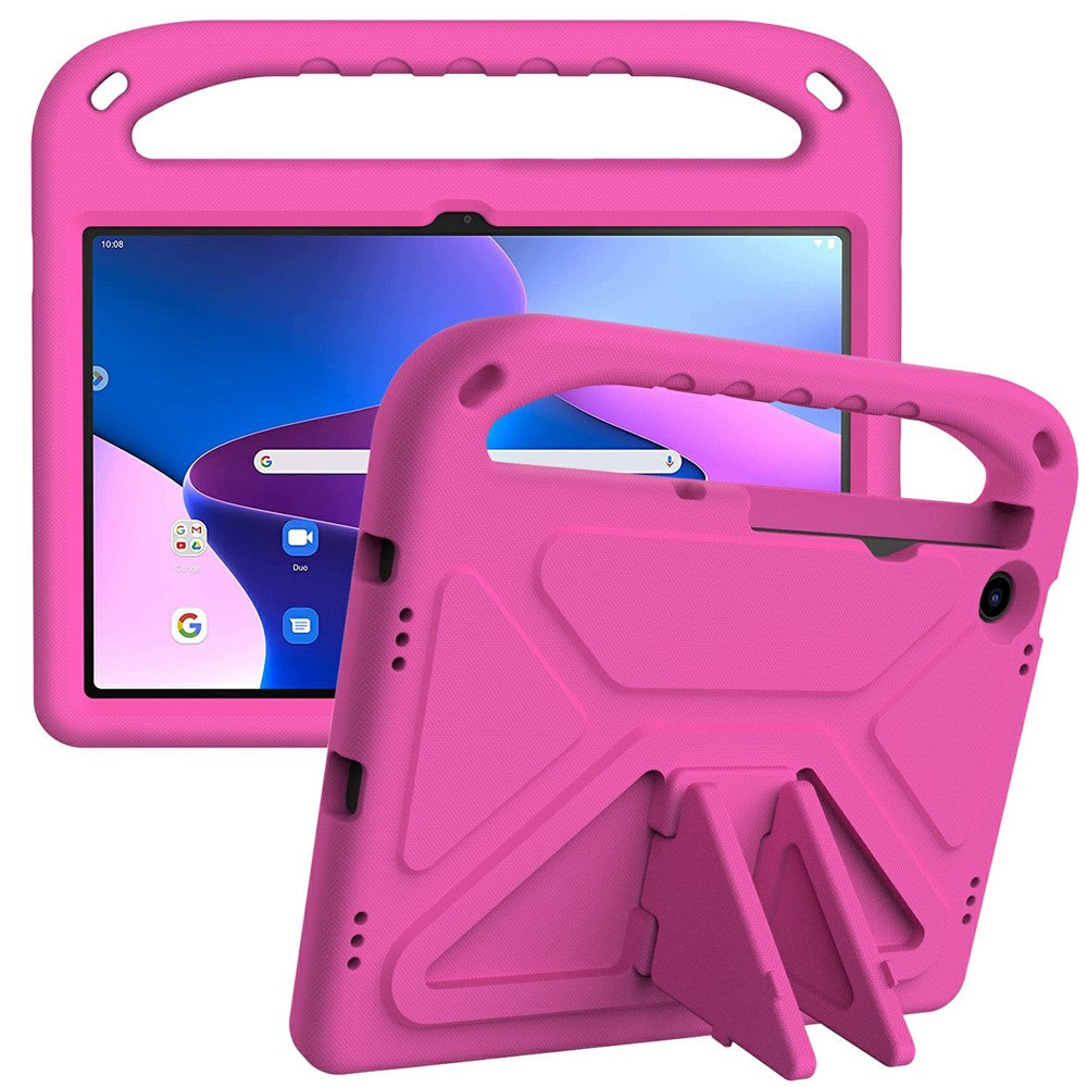 For Lenovo Tab M10 Plus (3rd Gen) / Xiaoxin Pad 2022 10.6 inch Anti-fall EVA Tablet Case Kickstand Hand Grip Scratch-resistant Portable Tablet Cover - Rose