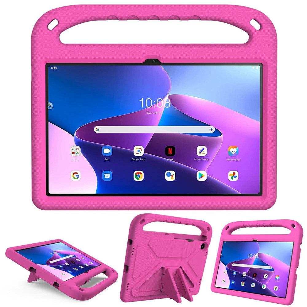 For Lenovo Tab M10 Plus (3rd Gen) / Xiaoxin Pad 2022 10.6 inch Anti-fall EVA Tablet Case Kickstand Hand Grip Scratch-resistant Portable Tablet Cover - Rose