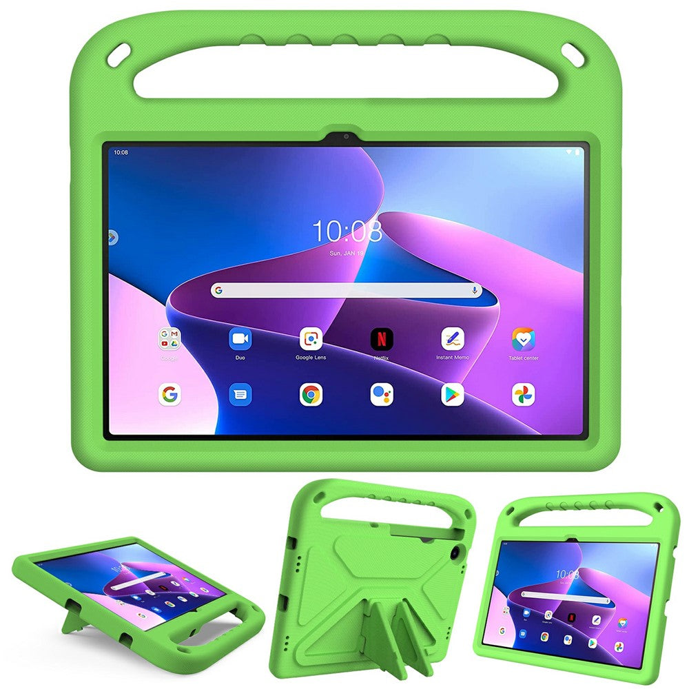 For Lenovo Tab M10 Plus (3rd Gen) / Xiaoxin Pad 2022 10.6 inch Anti-fall EVA Tablet Case Kickstand Hand Grip Scratch-resistant Portable Tablet Cover - Green