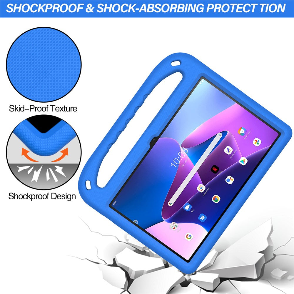 For Lenovo Tab M10 Plus (3rd Gen) / Xiaoxin Pad 2022 10.6 inch Anti-fall EVA Tablet Case Kickstand Hand Grip Scratch-resistant Portable Tablet Cover - Blue