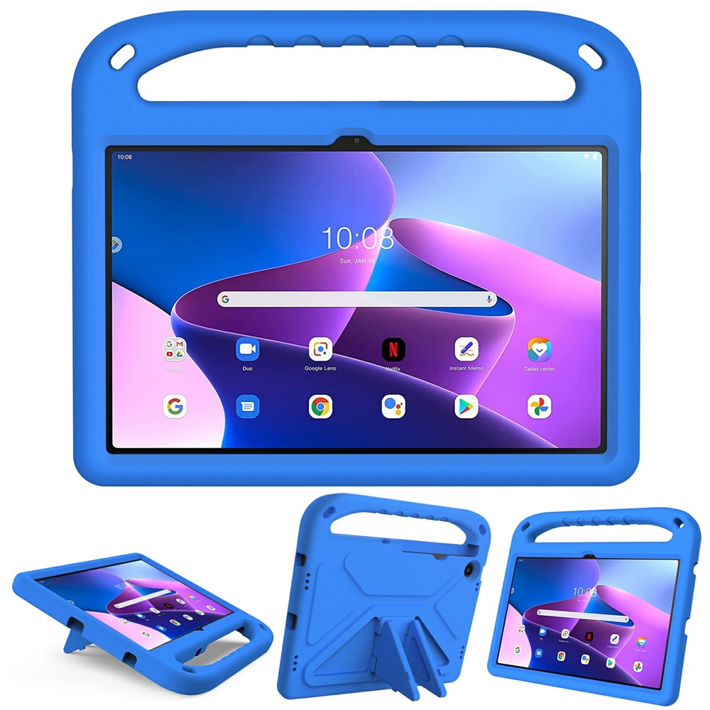 For Lenovo Tab M10 Plus (3rd Gen) / Xiaoxin Pad 2022 10.6 inch Anti-fall EVA Tablet Case Kickstand Hand Grip Scratch-resistant Portable Tablet Cover - Blue