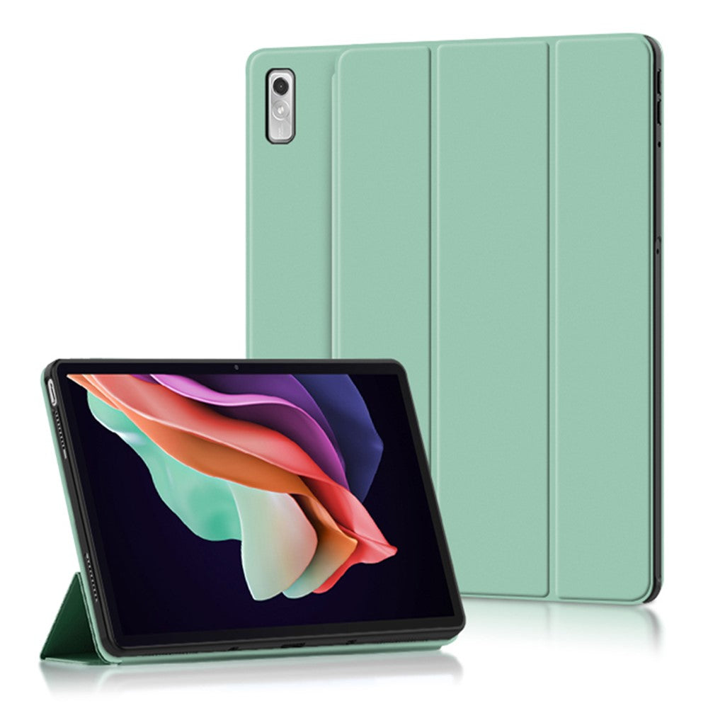 For Lenovo Tab P11 Gen 2 Trifold Stand Tablet Case PU Leather Soft TPU Full-Body Protective Cover - Green