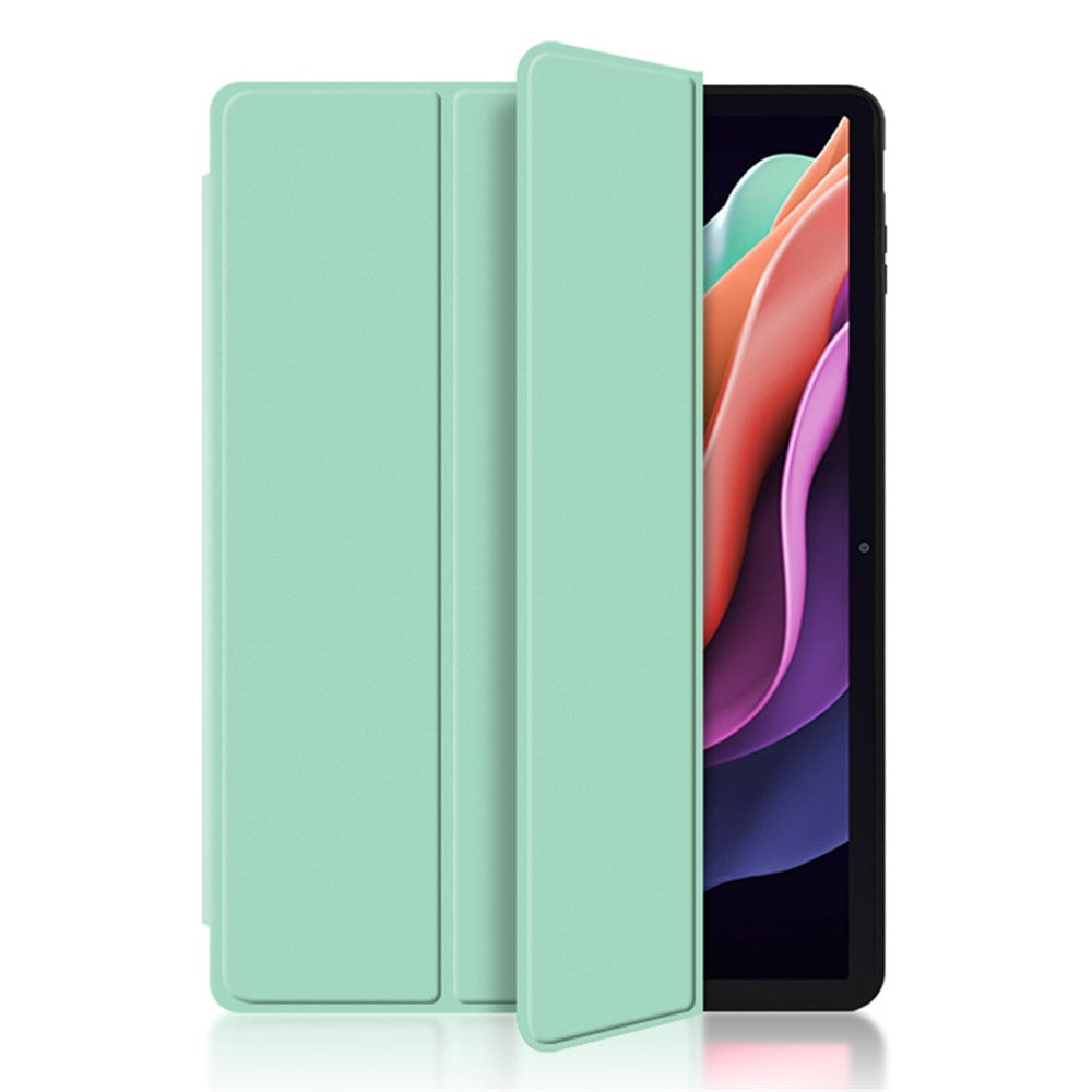 For Lenovo Tab P11 Gen 2 Trifold Stand Tablet Case PU Leather Soft TPU Full-Body Protective Cover - Green