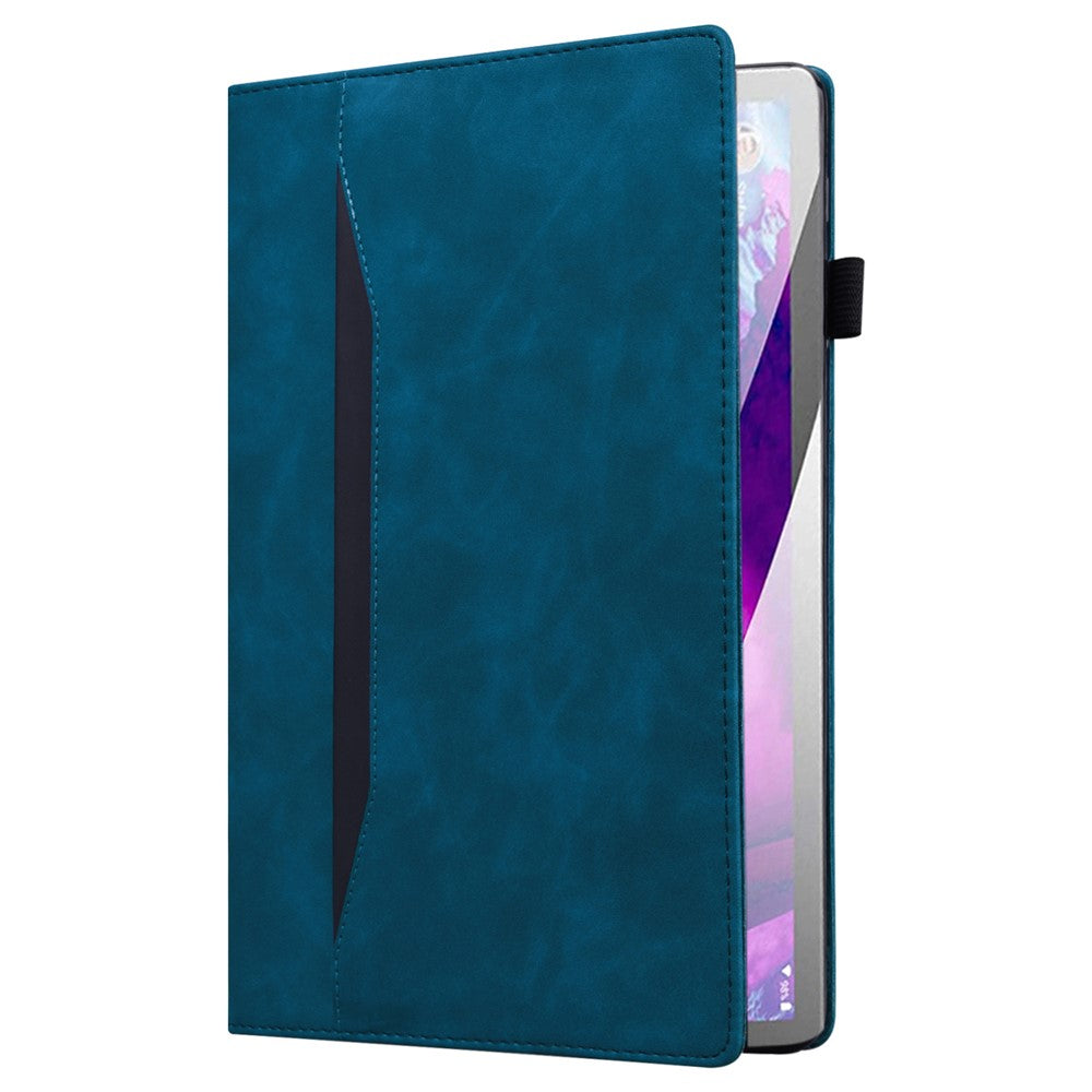 For Lenovo Pad Plus 2023 11.5-inch Business Folio Stand Wallet Case Drop-proof PU Leather Tablet Cover with Elastic Band and Pencil Holder - Blue