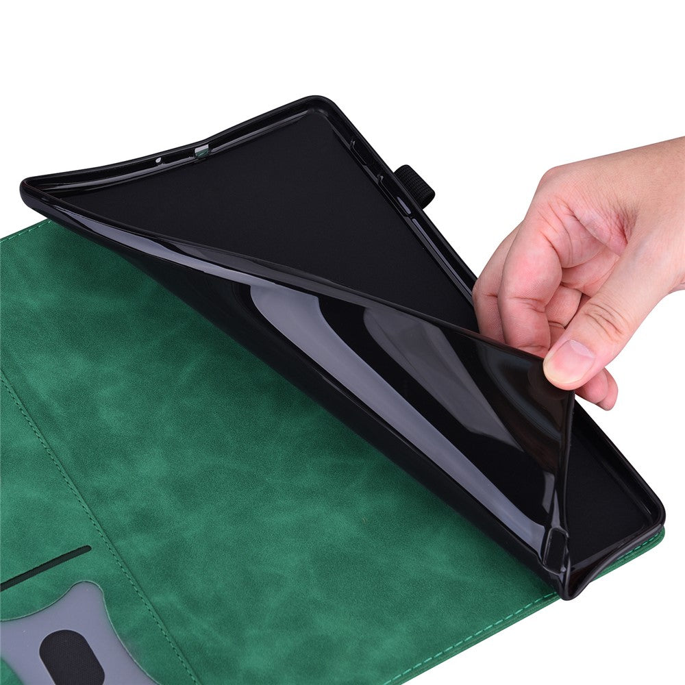 For Lenovo Pad Plus 2023 11.5-inch Business Folio Stand Wallet Case Drop-proof PU Leather Tablet Cover with Elastic Band and Pencil Holder - Green
