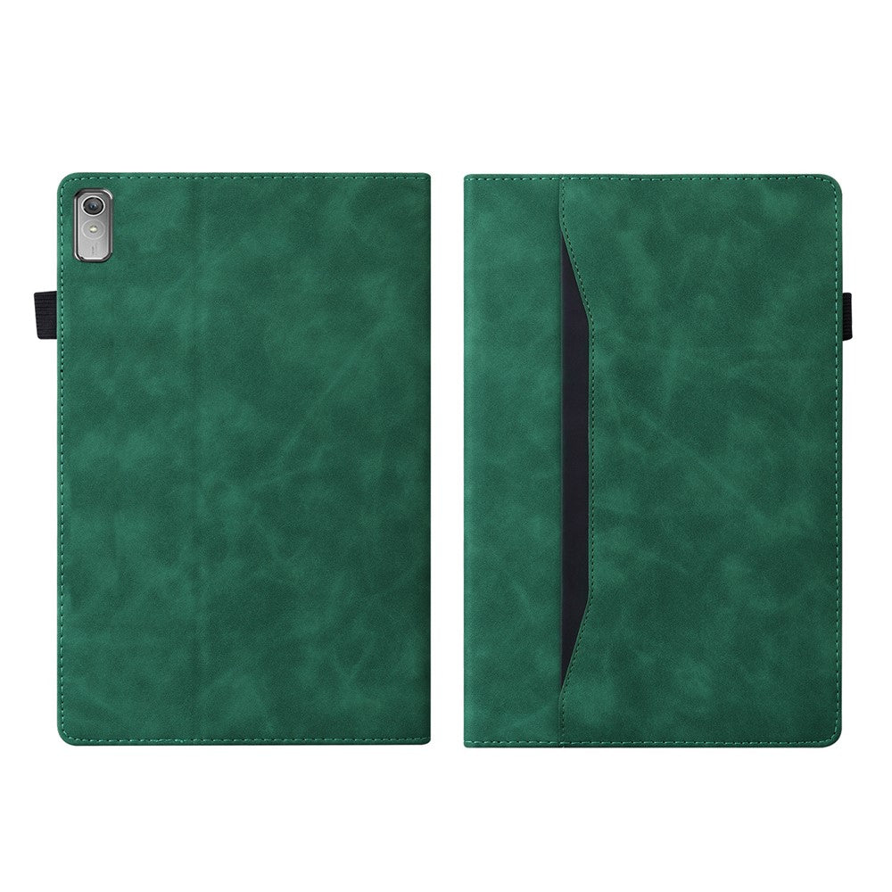 For Lenovo Pad Plus 2023 11.5-inch Business Folio Stand Wallet Case Drop-proof PU Leather Tablet Cover with Elastic Band and Pencil Holder - Green