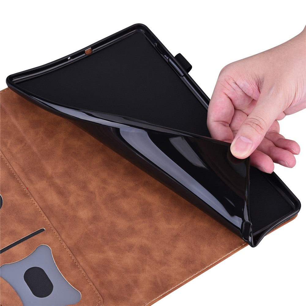 For Lenovo Pad Plus 2023 11.5-inch Business Folio Stand Wallet Case Drop-proof PU Leather Tablet Cover with Elastic Band and Pencil Holder - Brown