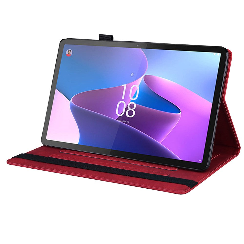 For Lenovo Pad Plus 2023 11.5-inch Business Folio Stand Wallet Case Drop-proof PU Leather Tablet Cover with Elastic Band and Pencil Holder - Red