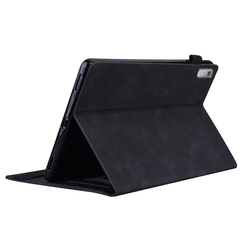 For Lenovo Pad Plus 2023 11.5-inch Business Folio Stand Wallet Case Drop-proof PU Leather Tablet Cover with Elastic Band and Pencil Holder - Black