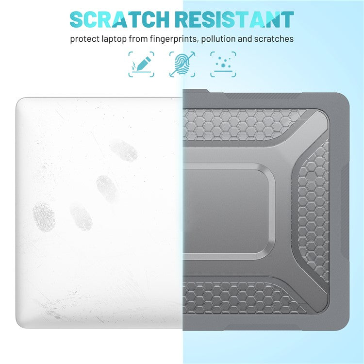 For MacBook Air 13 inch (2025) / (2024) / (2022) M2 A2681 Heat Dissipation Laptop Case Shockproof Hard PC Soft TPU Kickstand Cover - Grey