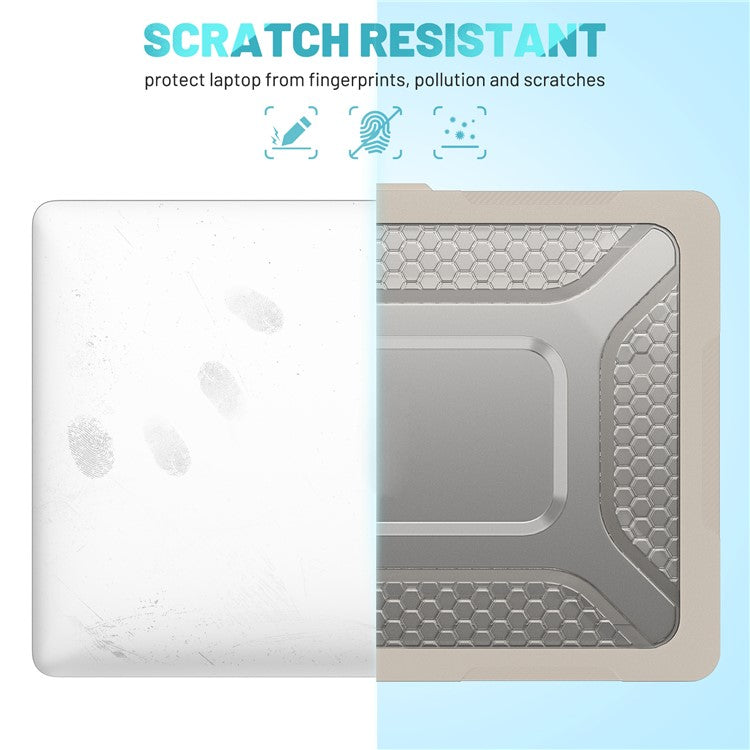 For MacBook Air 13 inch (2025) / (2024) / (2022) M2 A2681 Heat Dissipation Laptop Case Shockproof Hard PC Soft TPU Kickstand Cover - Apricot