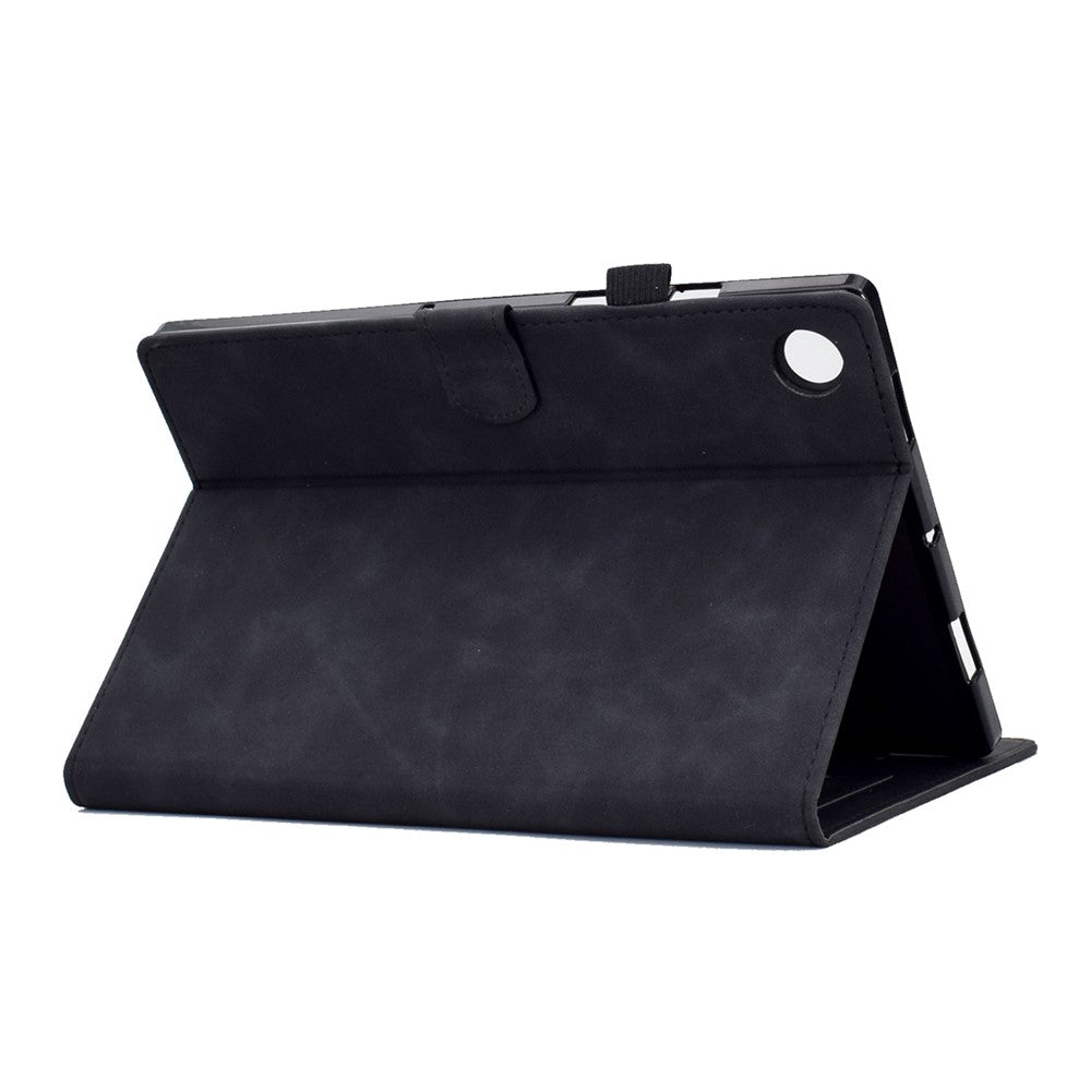 For Lenovo Tab M10 Plus (3rd Gen) / Xiaoxin Pad 2022 10.6 inch PU Leather Butterfly Flower Pattern Imprinted Tablet Cover Stitching Line Stand Smart Protective Case with Card Holder - Black