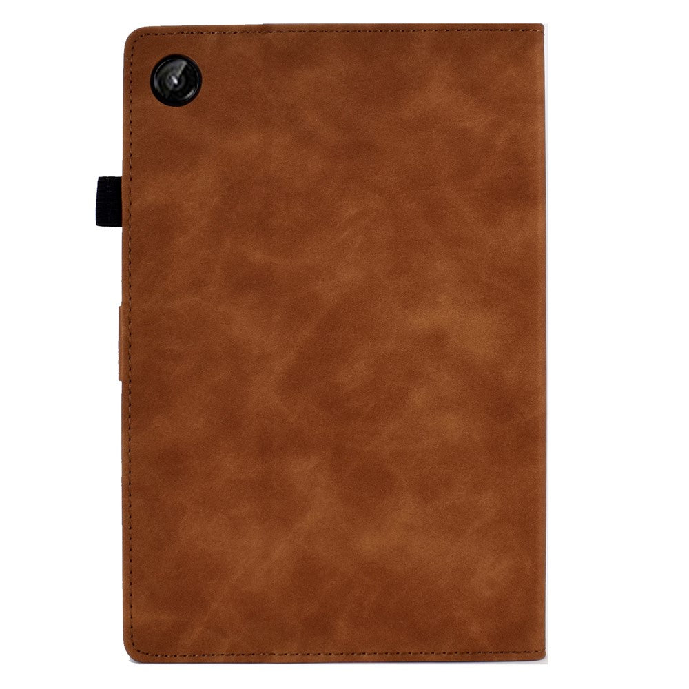 For Lenovo Tab M10 Plus (3rd Gen) / Xiaoxin Pad 2022 10.6 inch PU Leather Butterfly Flower Pattern Imprinted Tablet Cover Stitching Line Stand Smart Protective Case with Card Holder - Brown