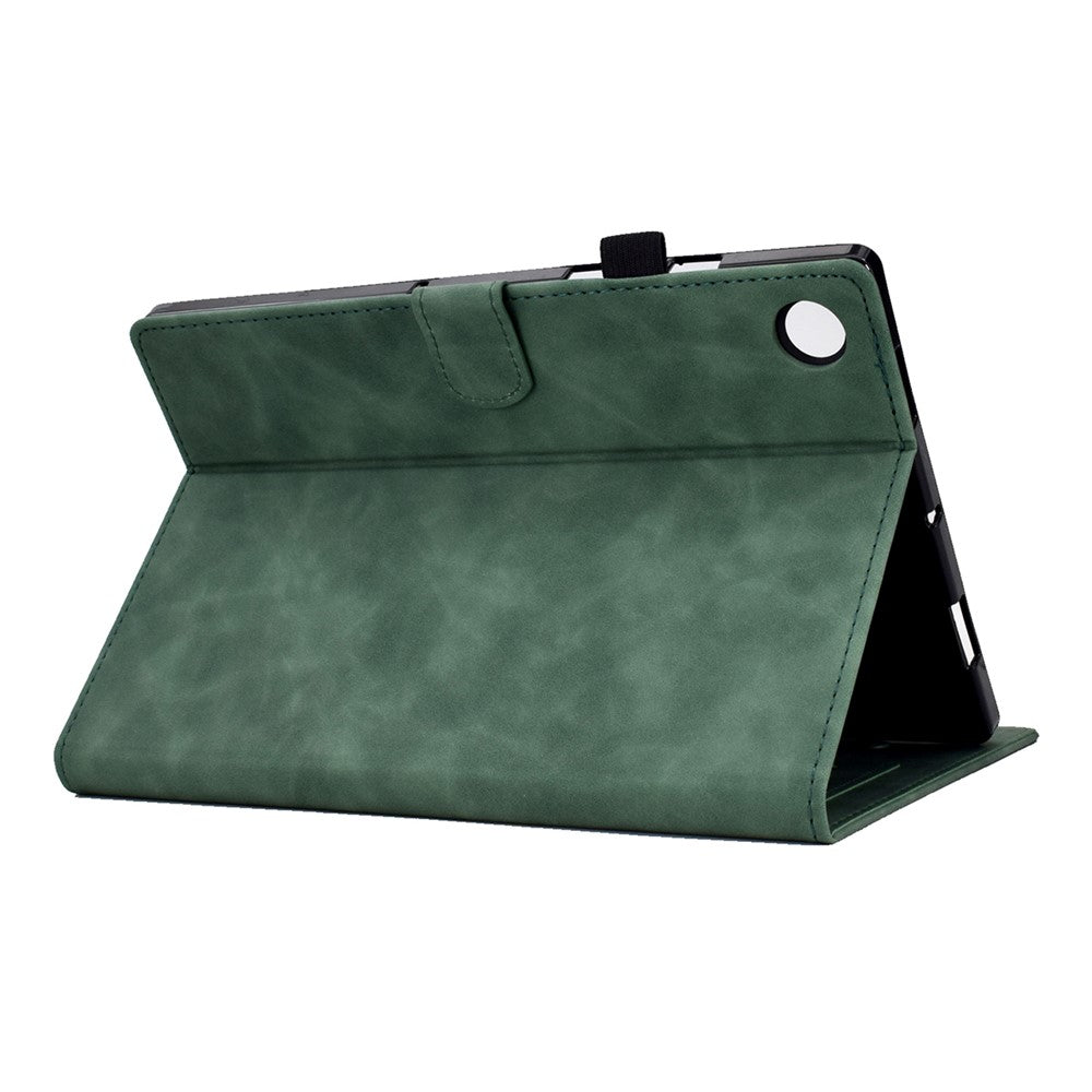 For Lenovo Tab M10 Plus (3rd Gen) / Xiaoxin Pad 2022 10.6 inch PU Leather Butterfly Flower Pattern Imprinted Tablet Cover Stitching Line Stand Smart Protective Case with Card Holder - Green