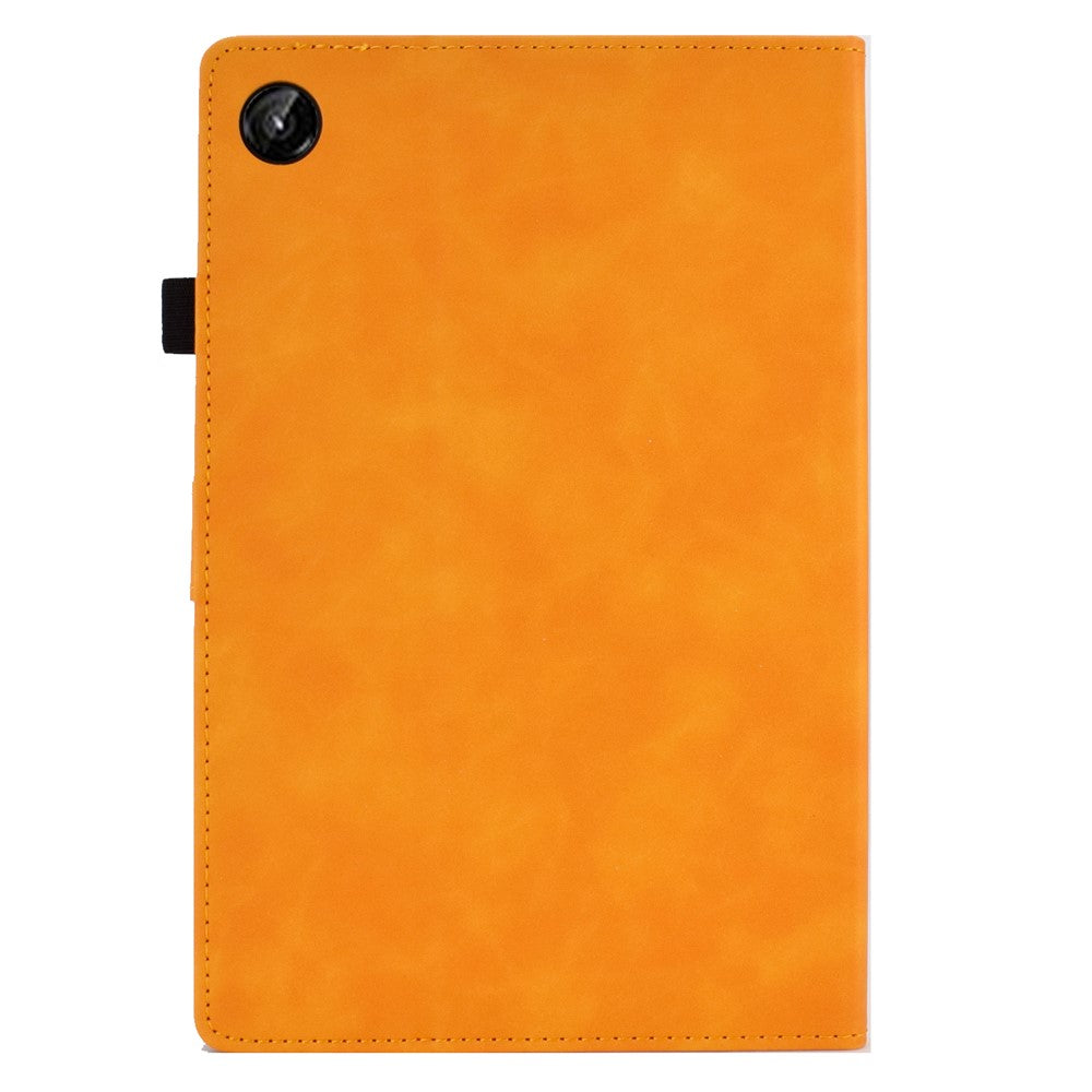 For Lenovo Tab M10 Plus (3rd Gen) / Xiaoxin Pad 2022 10.6 inch PU Leather Butterfly Flower Pattern Imprinted Tablet Cover Stitching Line Stand Smart Protective Case with Card Holder - Khaki