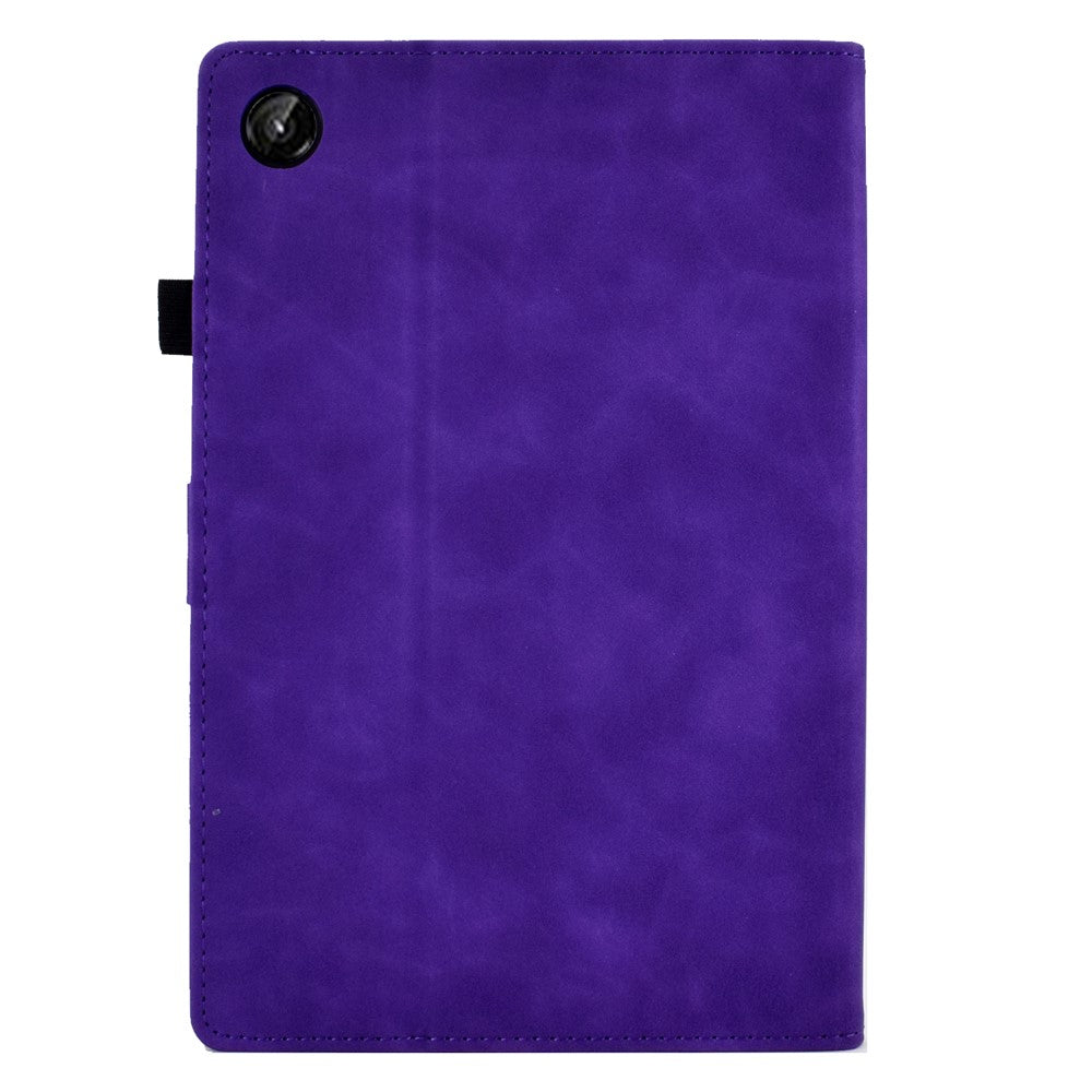 For Lenovo Tab M10 Plus (3rd Gen) / Xiaoxin Pad 2022 10.6 inch PU Leather Butterfly Flower Pattern Imprinted Tablet Cover Stitching Line Stand Smart Protective Case with Card Holder - Purple