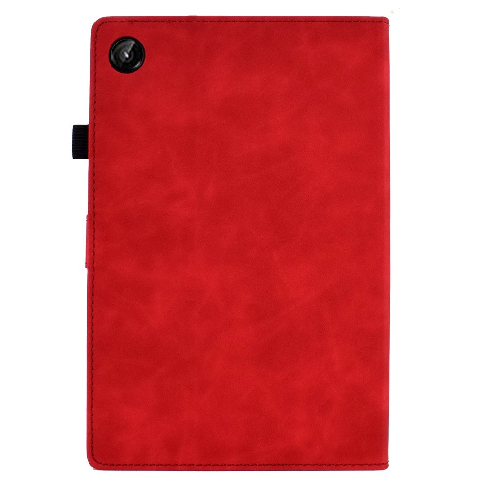 For Lenovo Tab M10 Plus (3rd Gen) / Xiaoxin Pad 2022 10.6 inch PU Leather Butterfly Flower Pattern Imprinted Tablet Cover Stitching Line Stand Smart Protective Case with Card Holder - Red