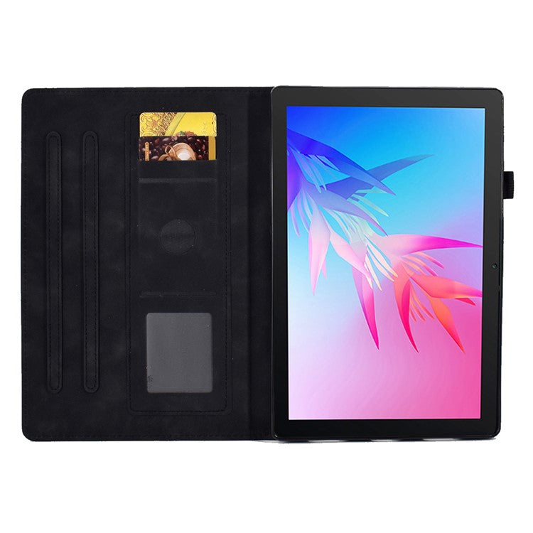 For Huawei Enjoy Tablet 2 / MatePad T 10 9.7 inch / T 10S 10.1 inch / Honor Pad 6 10.1-inch / Pad X6 9.7 inch Butterfly Flower Pattern Imprinted Tablet Case PU Leather Stand Card Slot Cover - Black