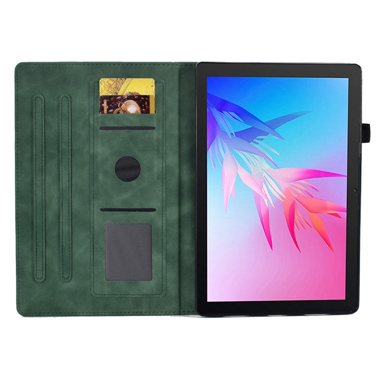 For Huawei Enjoy Tablet 2 / MatePad T 10 9.7 inch / T 10S 10.1 inch / Honor Pad 6 10.1-inch / Pad X6 9.7 inch Butterfly Flower Pattern Imprinted Tablet Case PU Leather Stand Card Slot Cover - Green