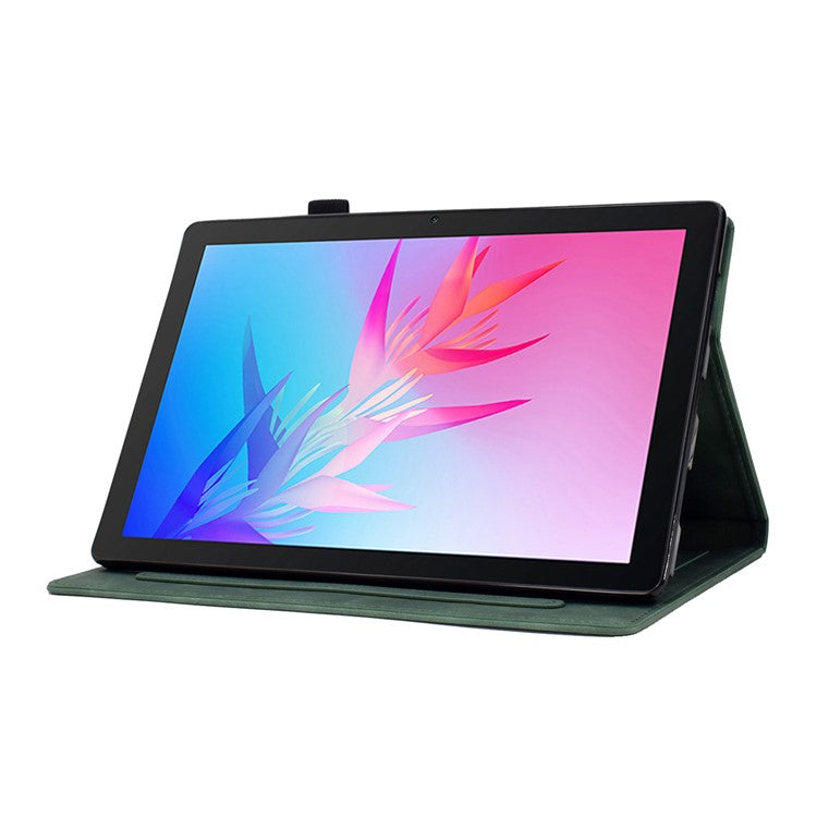 For Huawei Enjoy Tablet 2 / MatePad T 10 9.7 inch / T 10S 10.1 inch / Honor Pad 6 10.1-inch / Pad X6 9.7 inch Butterfly Flower Pattern Imprinted Tablet Case PU Leather Stand Card Slot Cover - Green