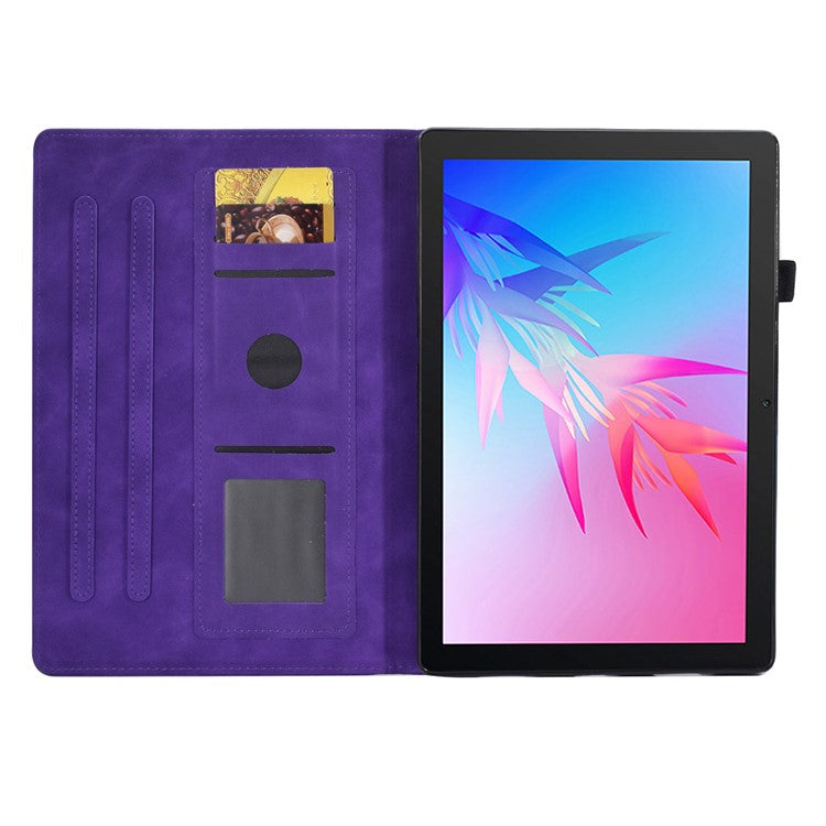 For Huawei Enjoy Tablet 2 / MatePad T 10 9.7 inch / T 10S 10.1 inch / Honor Pad 6 10.1-inch / Pad X6 9.7 inch Butterfly Flower Pattern Imprinted Tablet Case PU Leather Stand Card Slot Cover - Purple