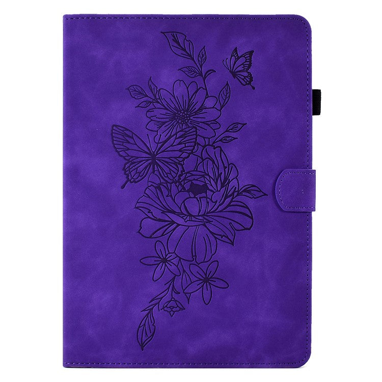 For Huawei Enjoy Tablet 2 / MatePad T 10 9.7 inch / T 10S 10.1 inch / Honor Pad 6 10.1-inch / Pad X6 9.7 inch Butterfly Flower Pattern Imprinted Tablet Case PU Leather Stand Card Slot Cover - Purple
