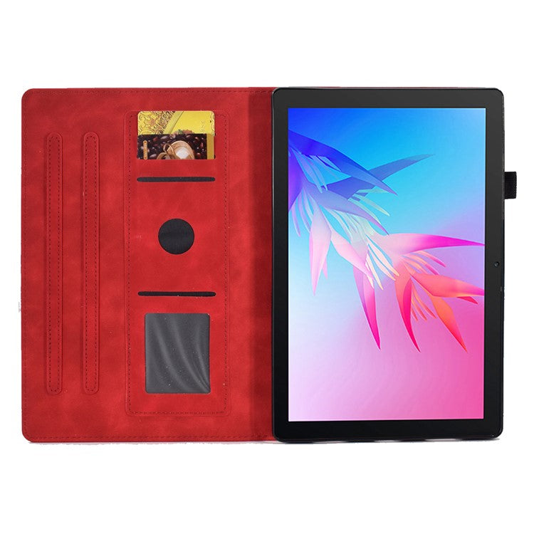 For Huawei Enjoy Tablet 2 / MatePad T 10 9.7 inch / T 10S 10.1 inch / Honor Pad 6 10.1-inch / Pad X6 9.7 inch Butterfly Flower Pattern Imprinted Tablet Case PU Leather Stand Card Slot Cover - Red