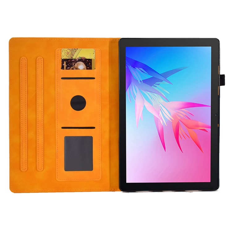 For Huawei Enjoy Tablet 2 / MatePad T 10 9.7 inch / T 10S 10.1 inch / Honor Pad 6 10.1-inch / Pad X6 9.7 inch Butterfly Flower Pattern Imprinted Tablet Case PU Leather Stand Card Slot Cover - Khaki