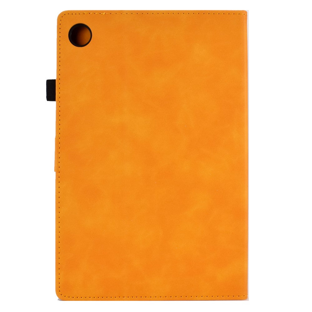 For Lenovo Tab M10 Plus TB-X606F Butterfly Flower Pattern Imprinted PU Leather Folio Case Stitching Line Card Holder Stand Smart Tablet Cover - Khaki