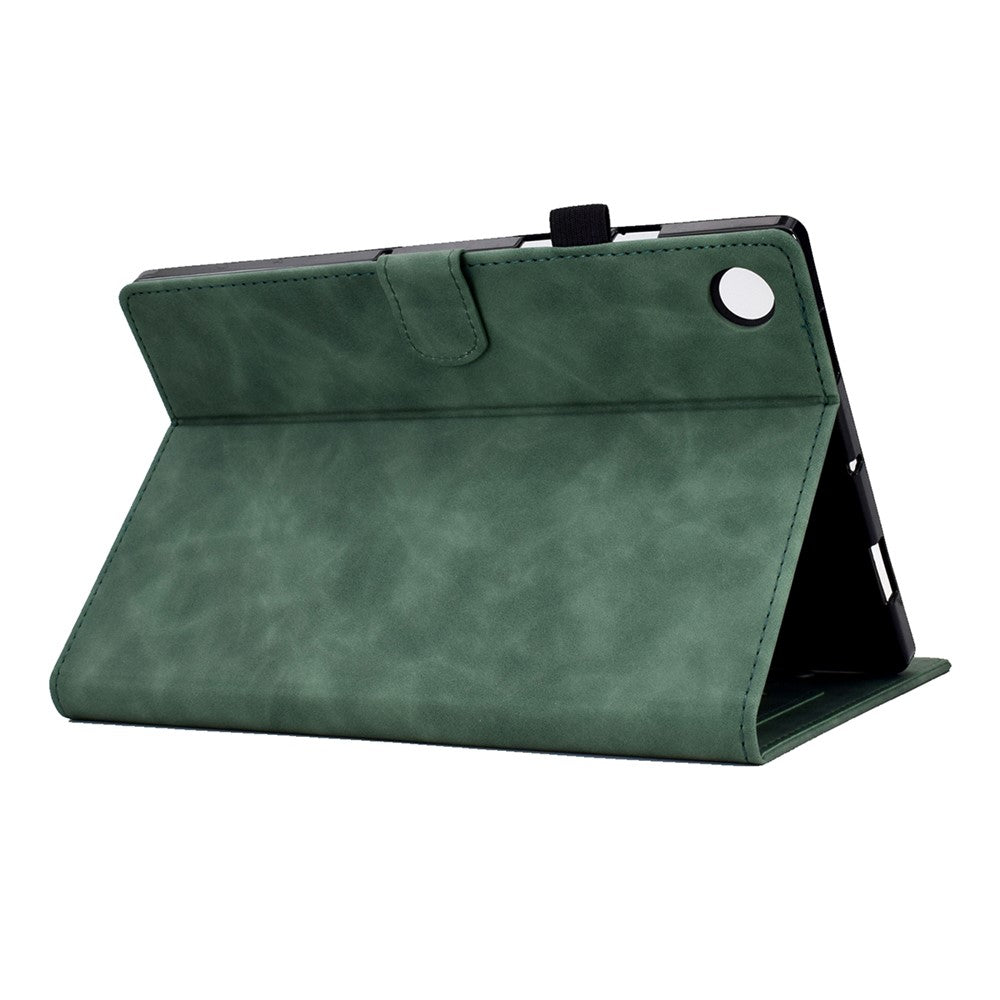 For Lenovo Tab M10 Plus TB-X606F Butterfly Flower Pattern Imprinted PU Leather Folio Case Stitching Line Card Holder Stand Smart Tablet Cover - Green