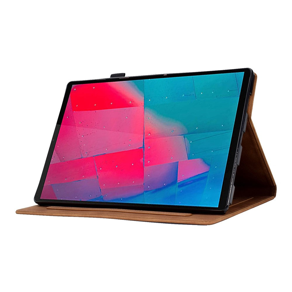 For Lenovo Tab M10 Plus TB-X606F Butterfly Flower Pattern Imprinted PU Leather Folio Case Stitching Line Card Holder Stand Smart Tablet Cover - Brown