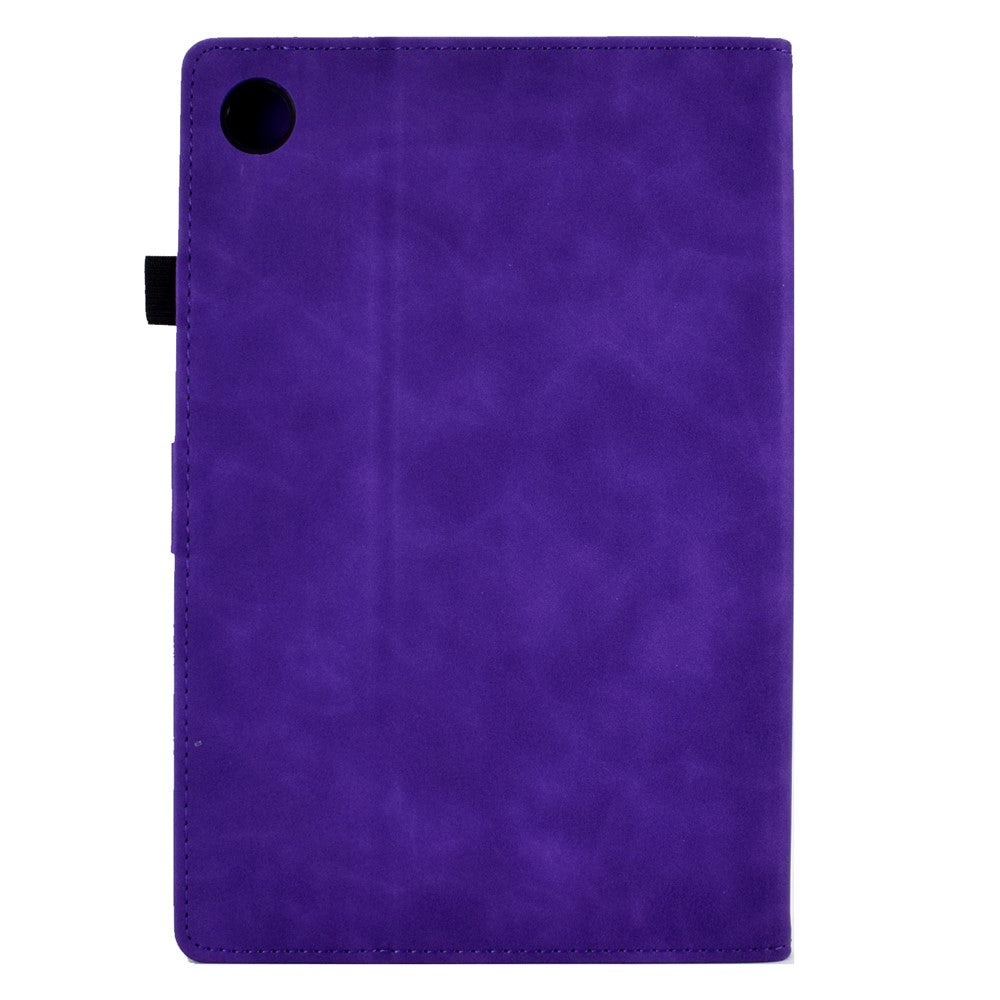 For Lenovo Tab M10 Plus TB-X606F Butterfly Flower Pattern Imprinted PU Leather Folio Case Stitching Line Card Holder Stand Smart Tablet Cover - Purple