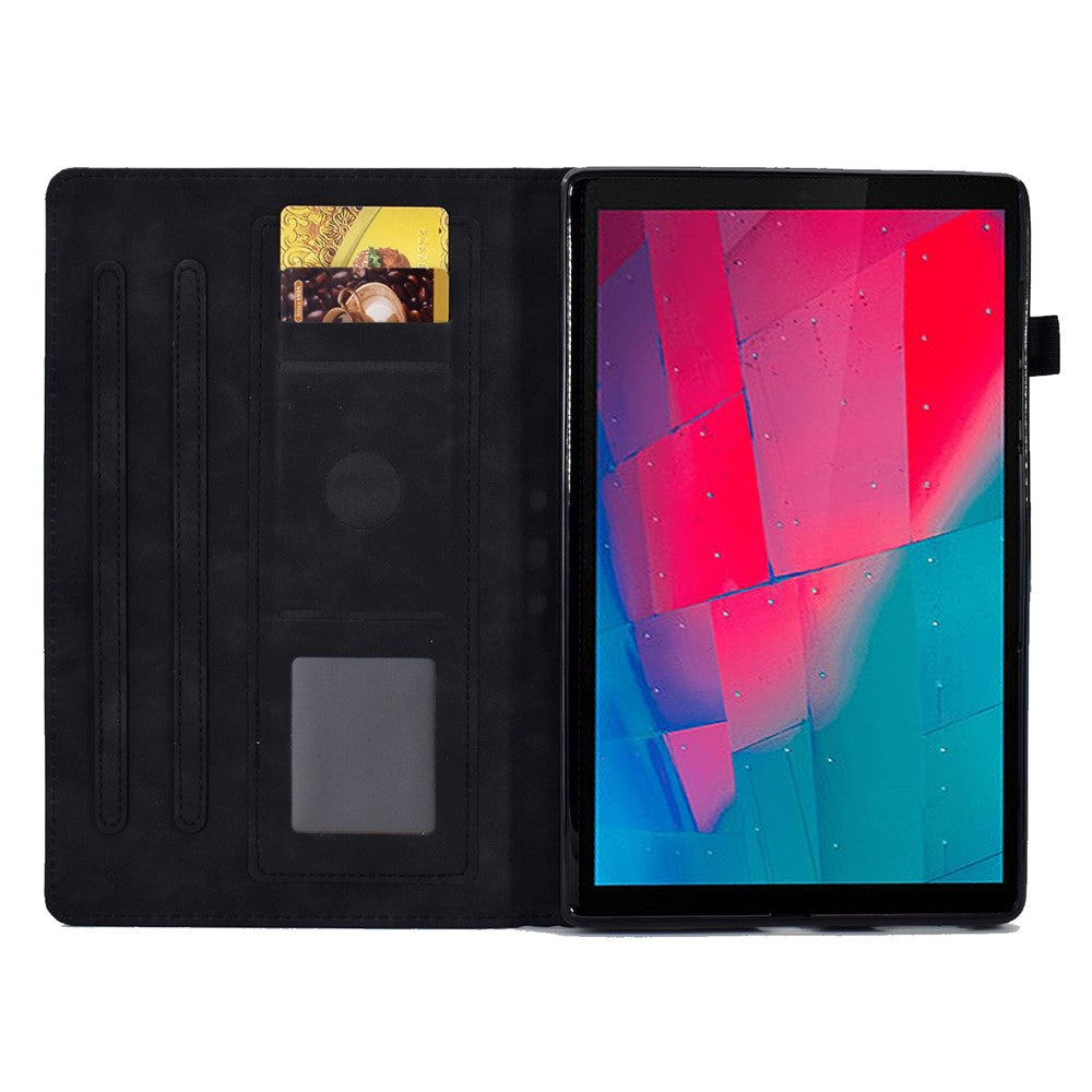 For Lenovo Tab M10 HD Gen 2 (X306X) Drop-proof PU Leather Tablet Case Stand with Card Slots Butterfly Flower Pattern Imprinted Auto Sleep / Wake Cover - Black