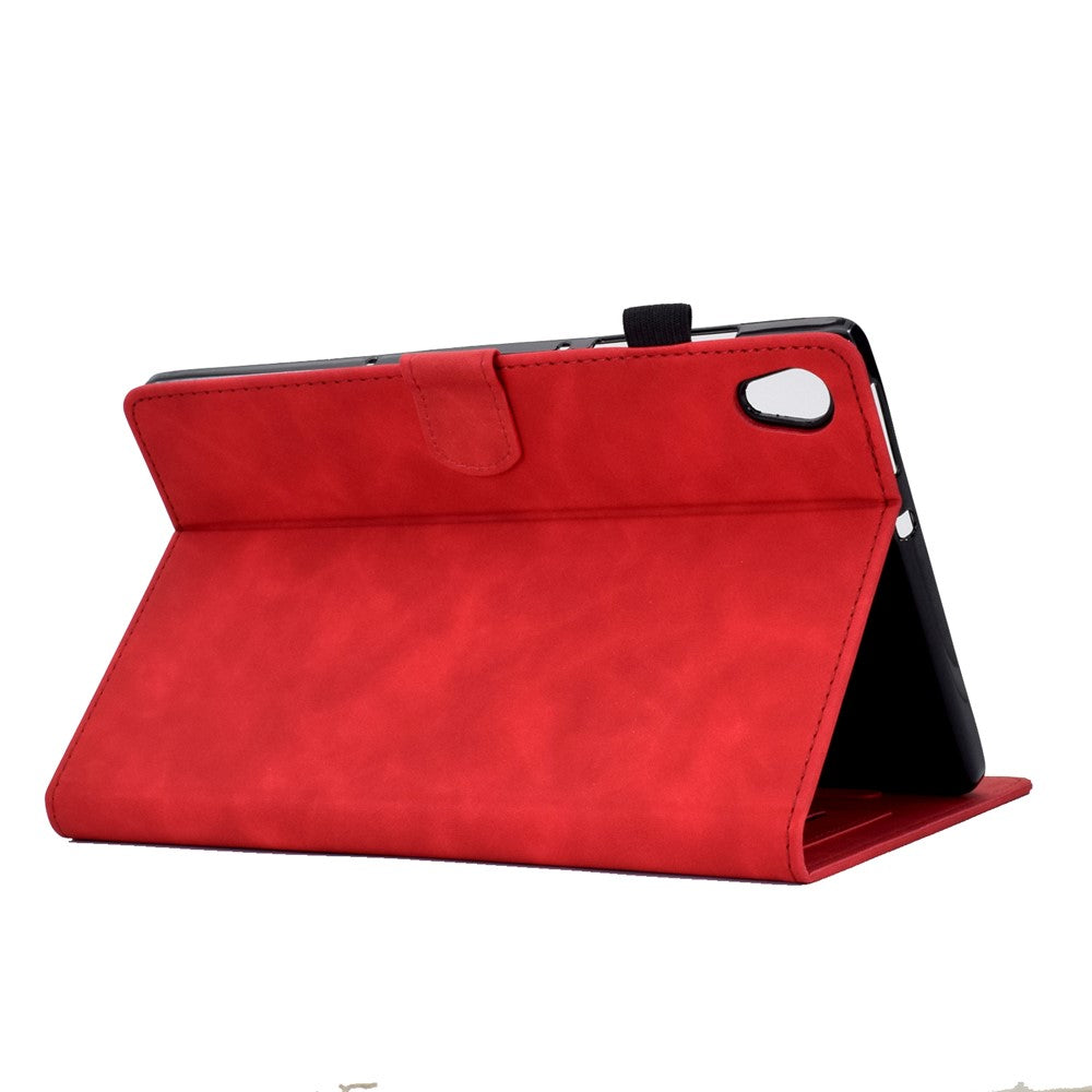 For Lenovo Tab M10 HD Gen 2 (X306X) Drop-proof PU Leather Tablet Case Stand with Card Slots Butterfly Flower Pattern Imprinted Auto Sleep / Wake Cover - Red