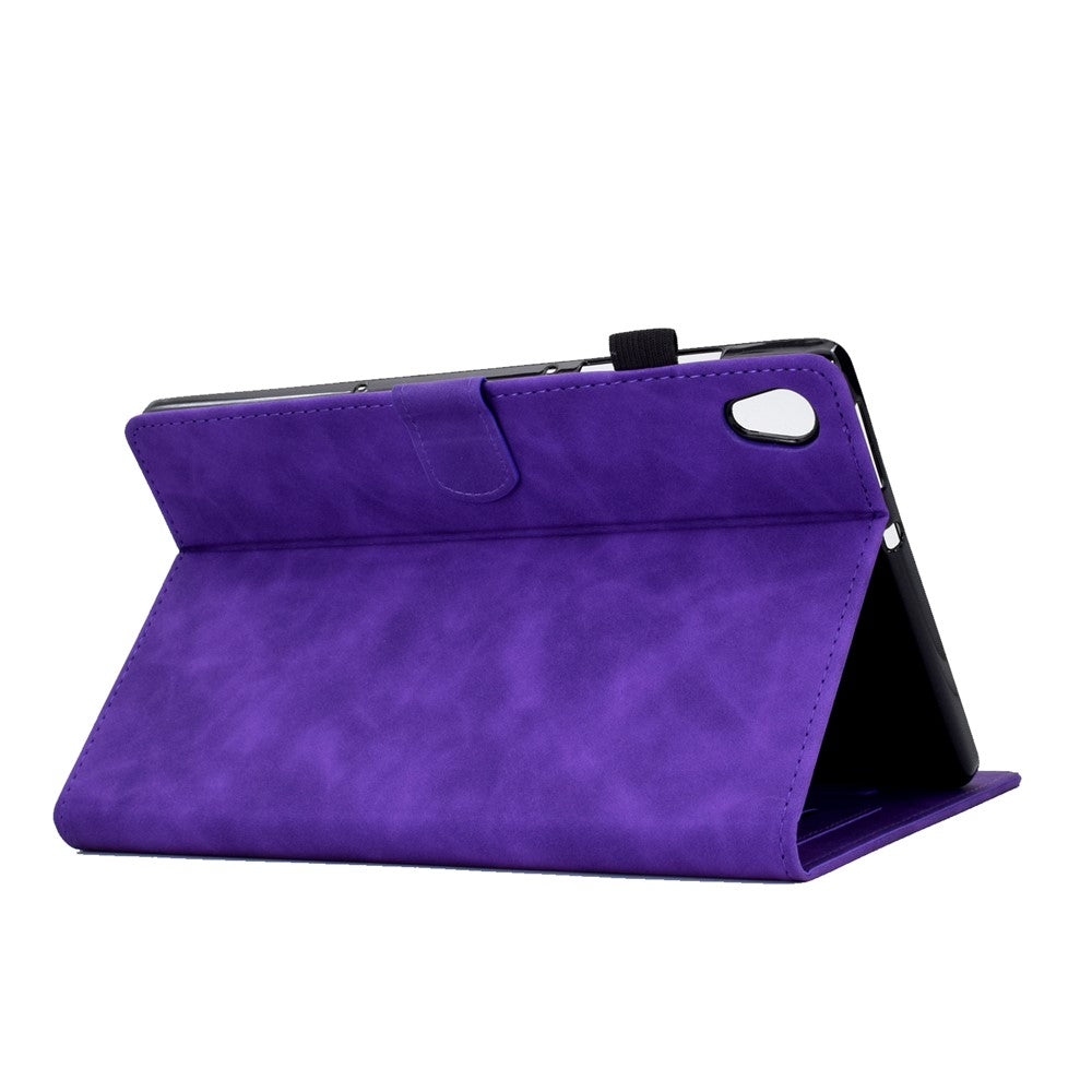 For Lenovo Tab M10 HD Gen 2 (X306X) Drop-proof PU Leather Tablet Case Stand with Card Slots Butterfly Flower Pattern Imprinted Auto Sleep / Wake Cover - Purple