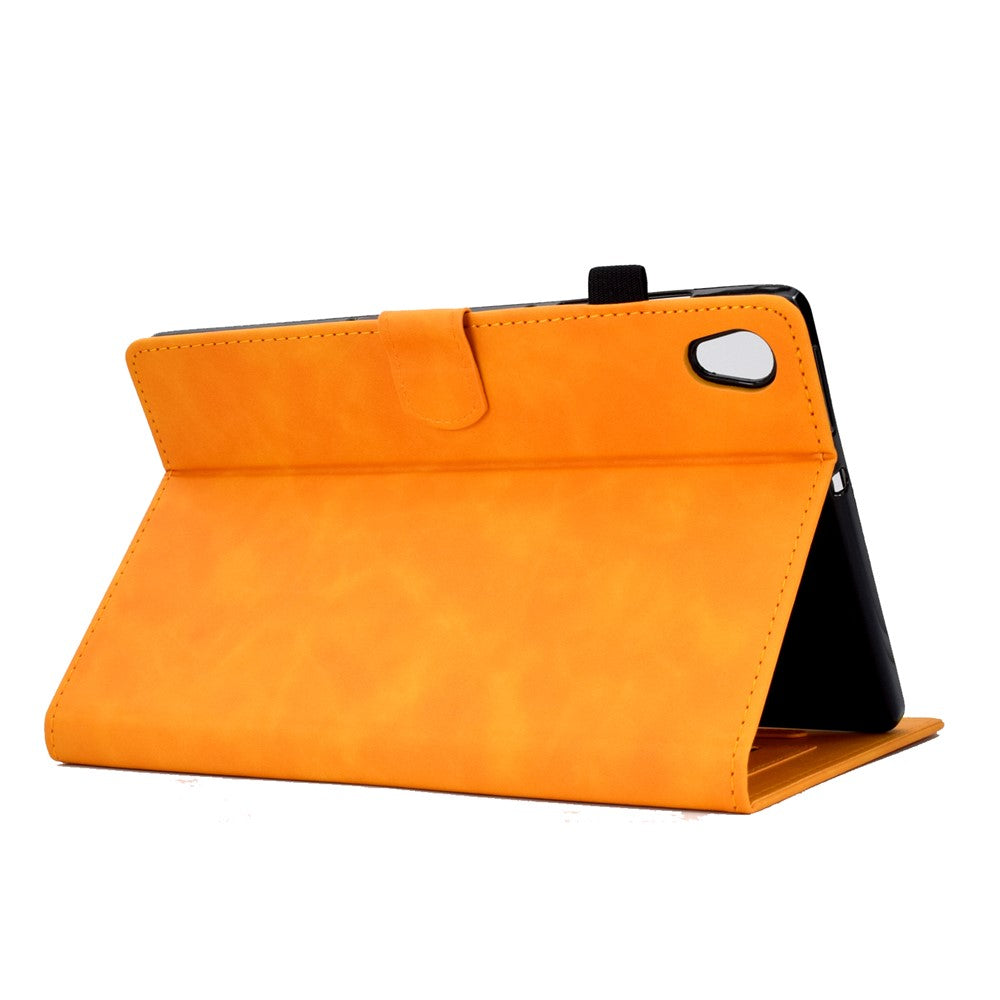 For Lenovo Tab M10 HD Gen 2 (X306X) Drop-proof PU Leather Tablet Case Stand with Card Slots Butterfly Flower Pattern Imprinted Auto Sleep / Wake Cover - Khaki