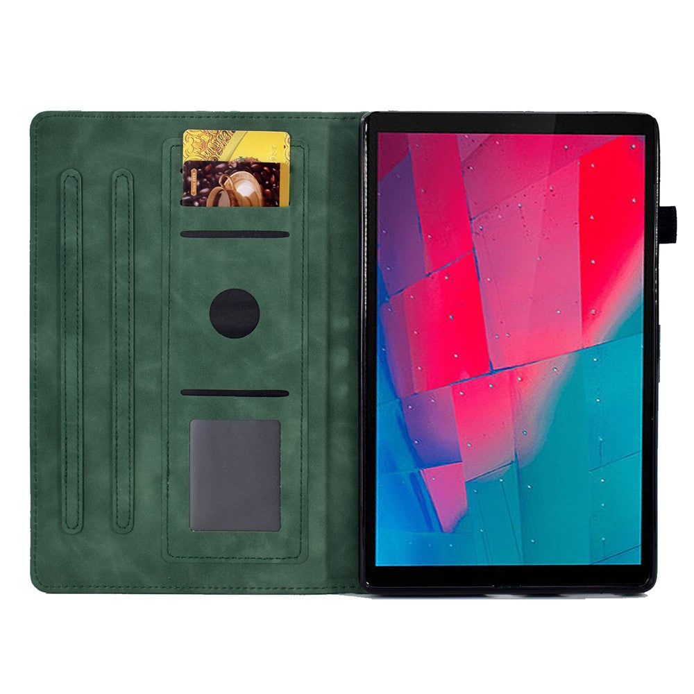 For Lenovo Tab M10 HD Gen 2 (X306X) Drop-proof PU Leather Tablet Case Stand with Card Slots Butterfly Flower Pattern Imprinted Auto Sleep / Wake Cover - Green