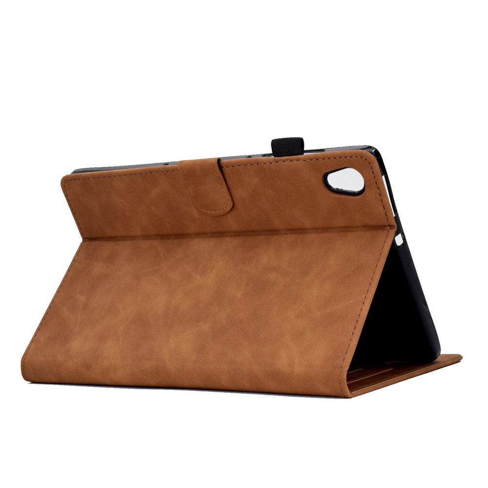 For Lenovo Tab M10 HD Gen 2 (X306X) Drop-proof PU Leather Tablet Case Stand with Card Slots Butterfly Flower Pattern Imprinted Auto Sleep / Wake Cover - Brown