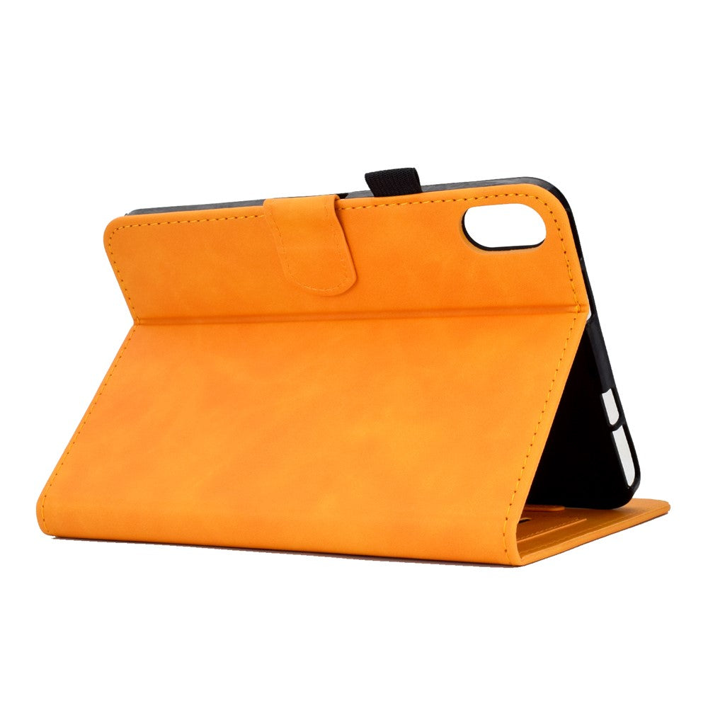 For Lenovo Tab P11 / J606F Butterfly Flower Pattern Imprinted PU Leather Stitching Line Smart Tablet Cover with Card Holder Stand Shockproof Case - Khaki