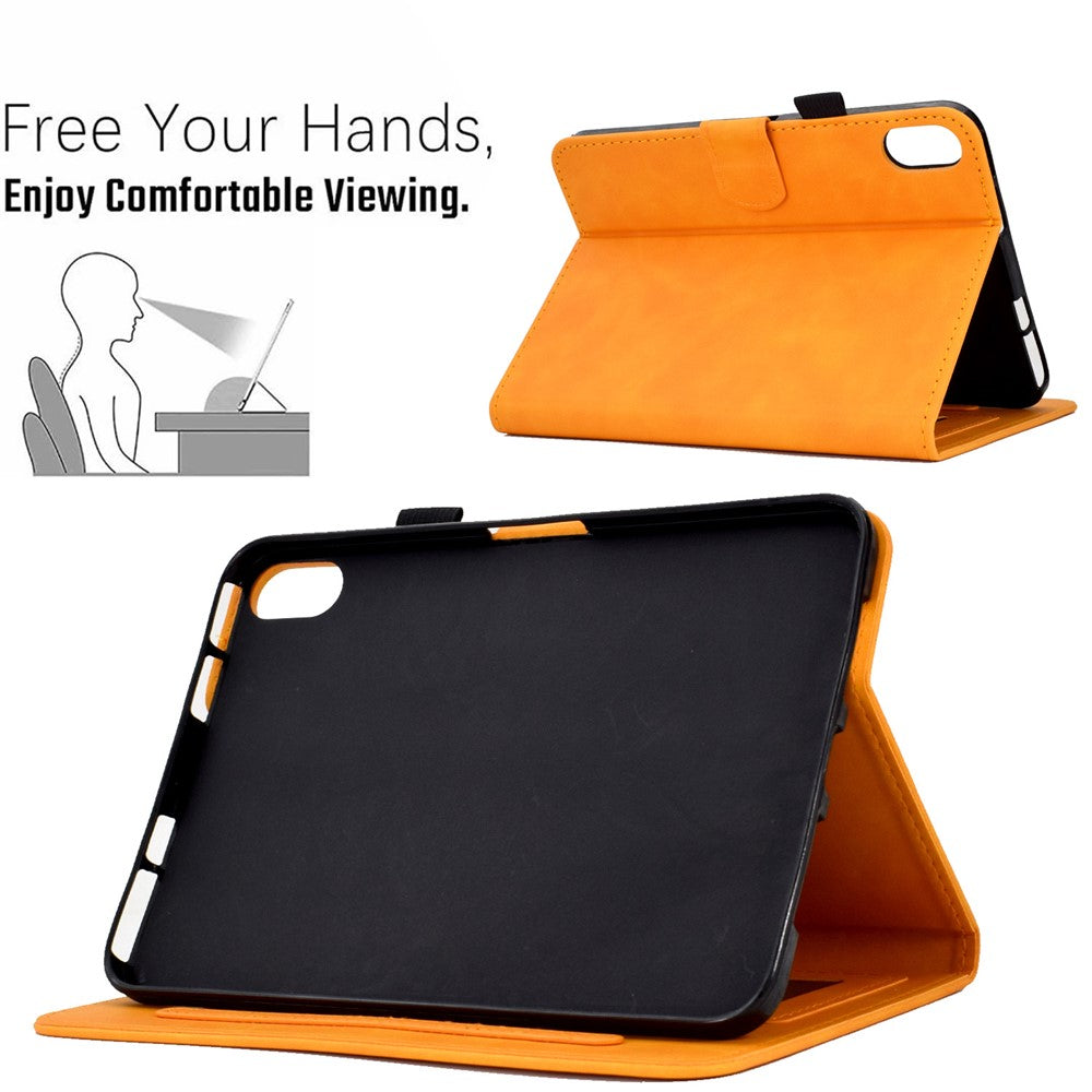 For Lenovo Tab P11 / J606F Butterfly Flower Pattern Imprinted PU Leather Stitching Line Smart Tablet Cover with Card Holder Stand Shockproof Case - Khaki