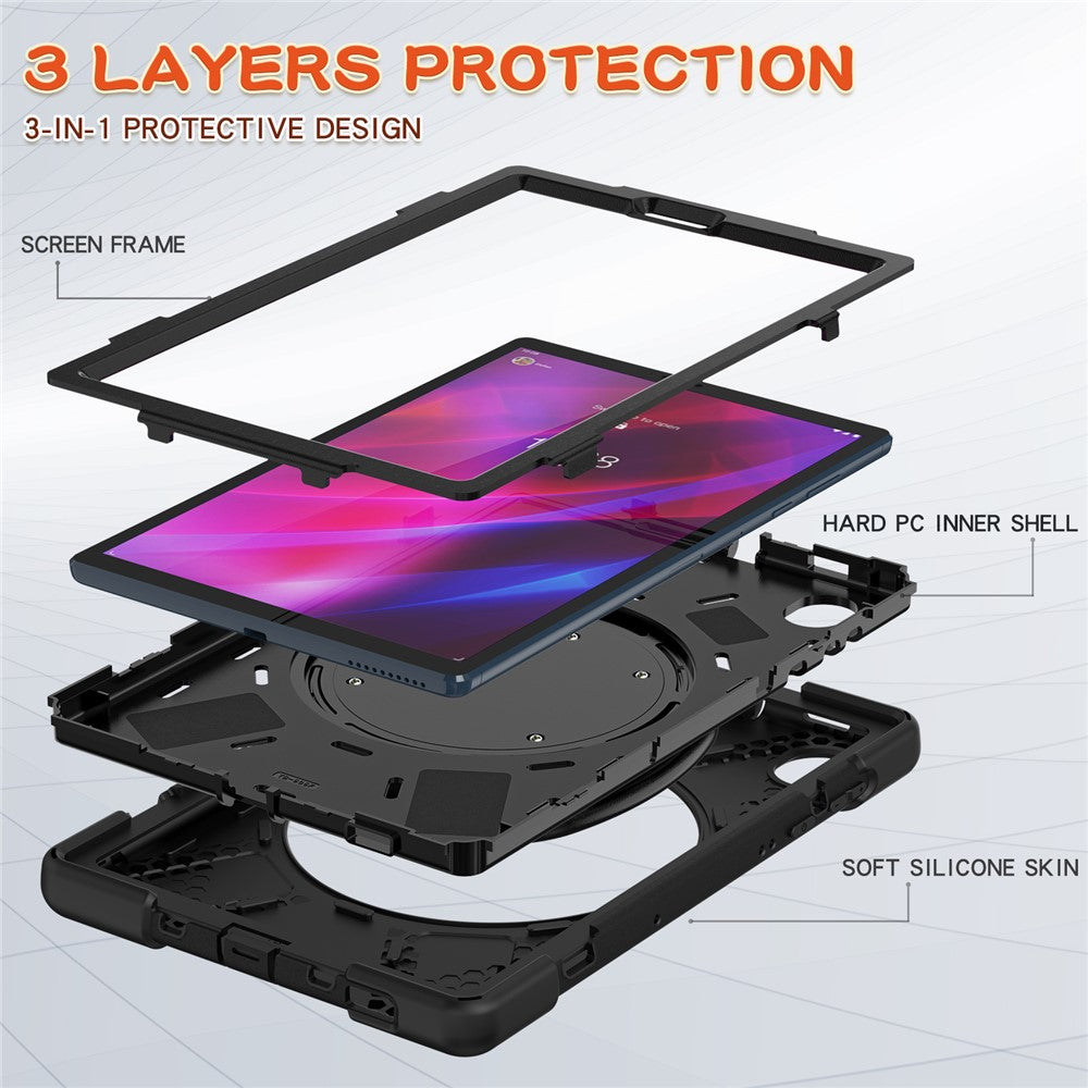 For Lenovo Tab M10 Plus 10.3 inch X606F / 606X / K10 Shockproof Tablet Case Kickstand PC+Silicone Protective Cover - Black
