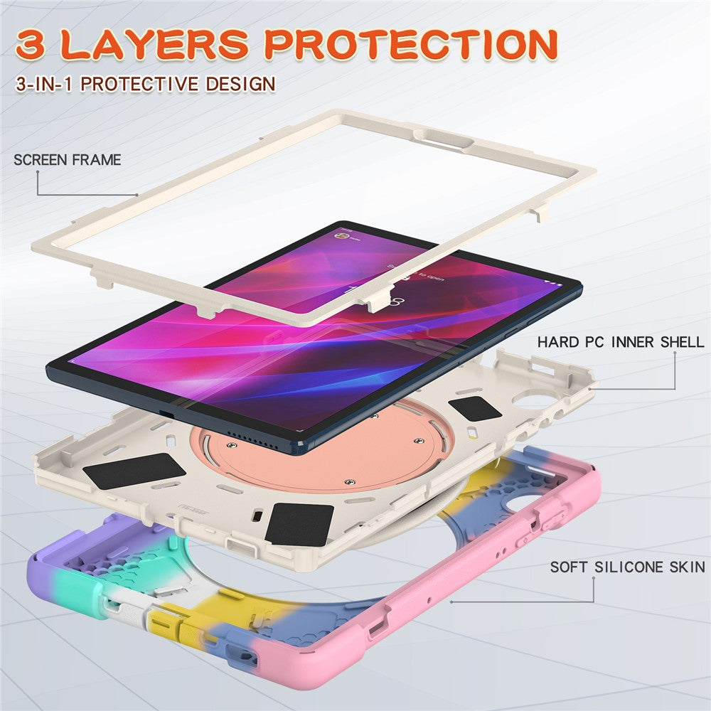 For Lenovo Tab M10 Plus 10.3 inch X606F / 606X / K10 Shockproof Tablet Case Kickstand PC+Silicone Protective Cover - Colorful Pink