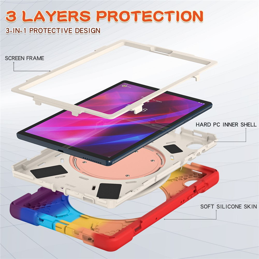 For Lenovo Tab M10 Plus 10.3 inch X606F / 606X / K10 Shockproof Tablet Case Kickstand PC+Silicone Protective Cover - Colorful Red