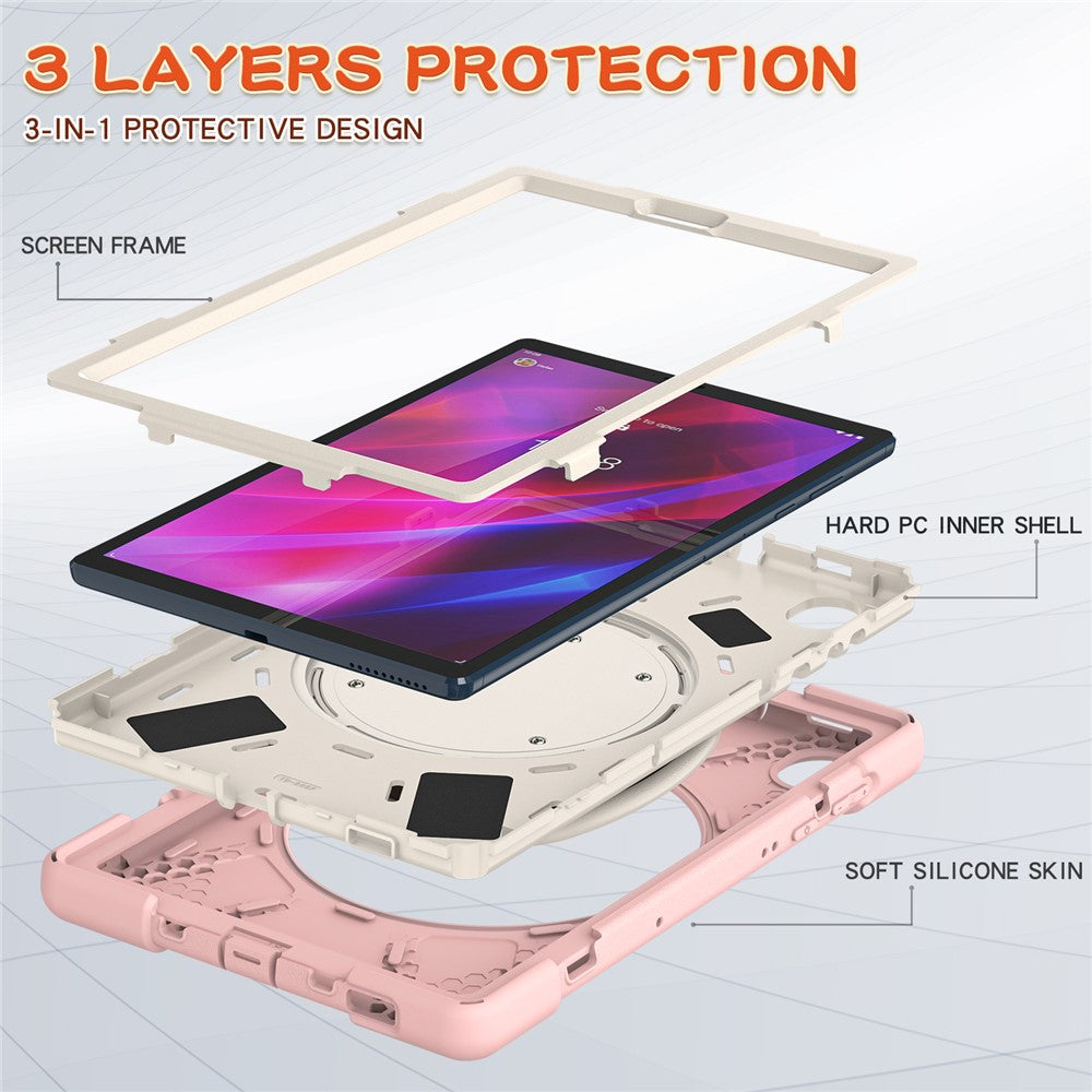 For Lenovo Tab M10 Plus 10.3 inch X606F / 606X / K10 Shockproof Tablet Case Kickstand PC+Silicone Protective Cover - Pink