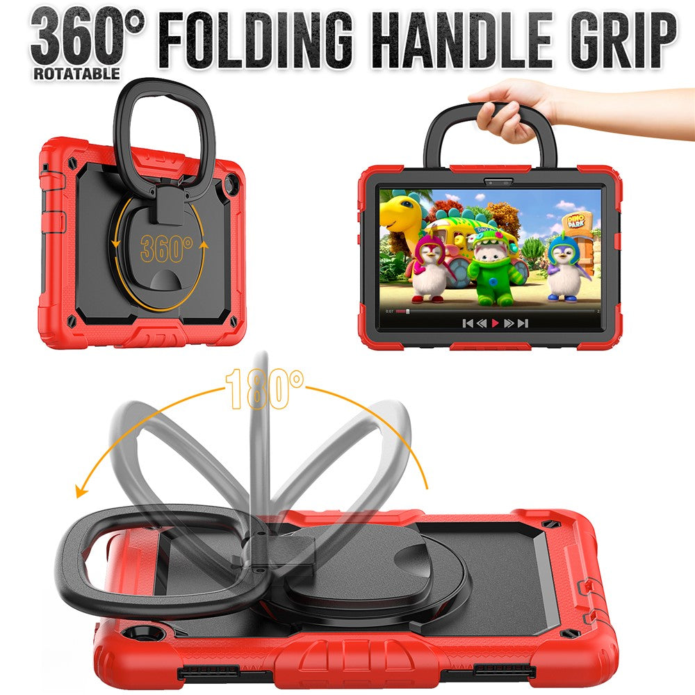 For Lenovo Tab M10 (Gen 3) TB-328FU / TB-328XU PC + Silicone Tablet Cover 360-Degree Rotating Kickstand Anti-drop Case with Shoulder Strap - Red