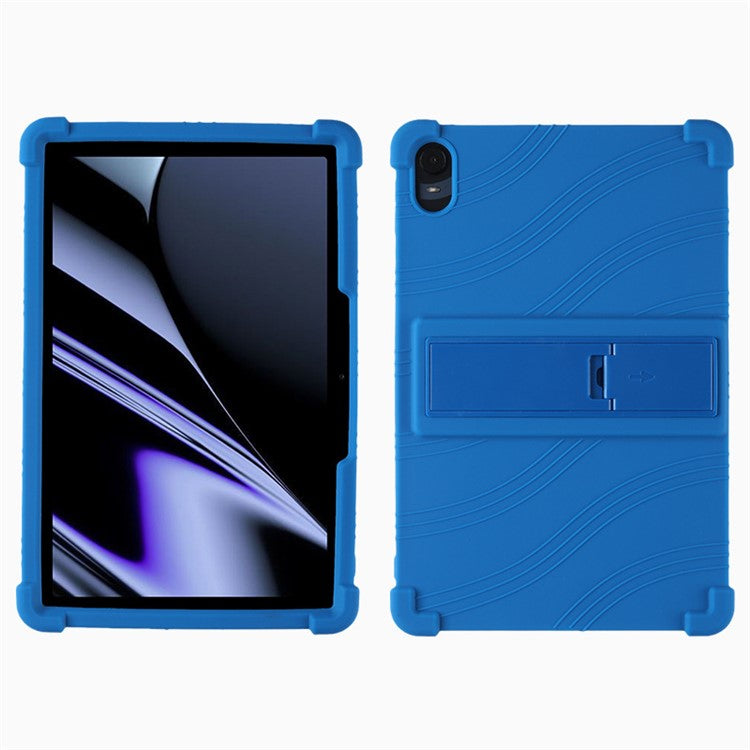 Protective Cover for Oppo Pad 11-inch, Shock-absorbing Soft Silicone Tablet Case with PC Kickstand - Dark Blue