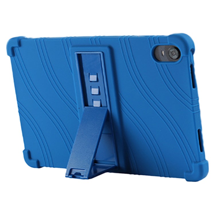 Protective Cover for Oppo Pad 11-inch, Shock-absorbing Soft Silicone Tablet Case with PC Kickstand - Dark Blue
