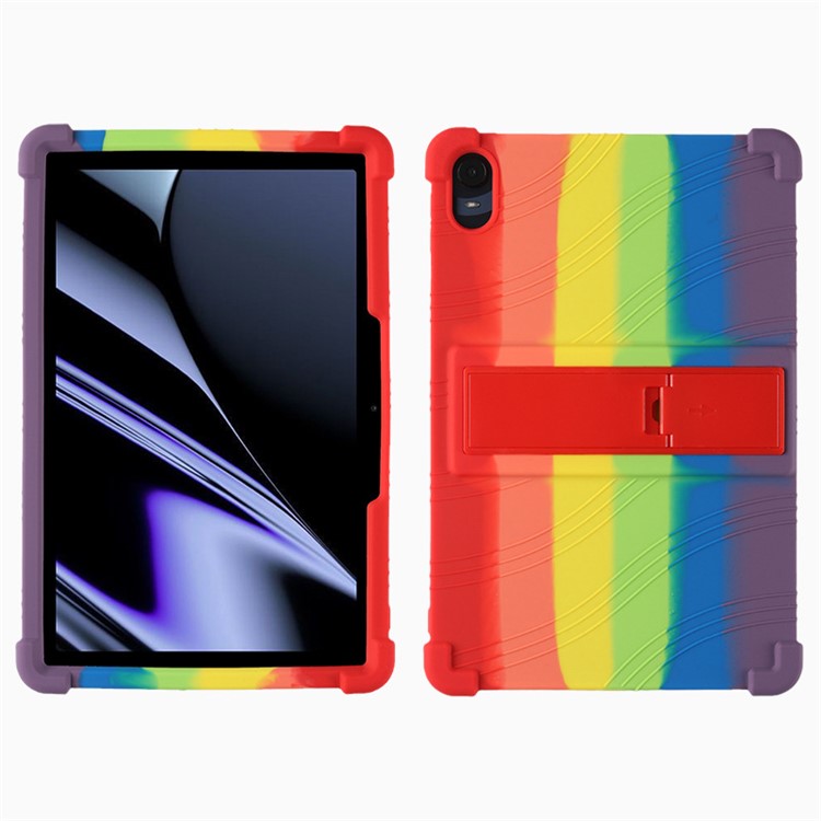 Protective Cover for Oppo Pad 11-inch, Shock-absorbing Soft Silicone Tablet Case with PC Kickstand - Rainbow